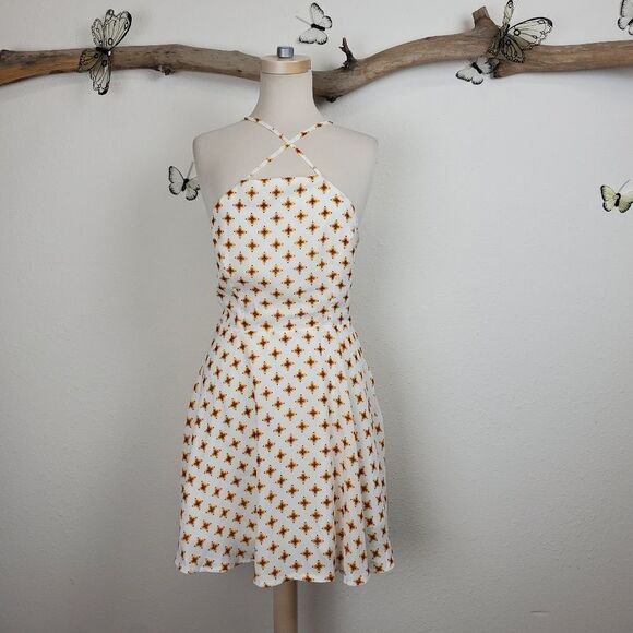 Bloom of Youth Ivory Print Skater Dress lace up - Picture 8 of 9